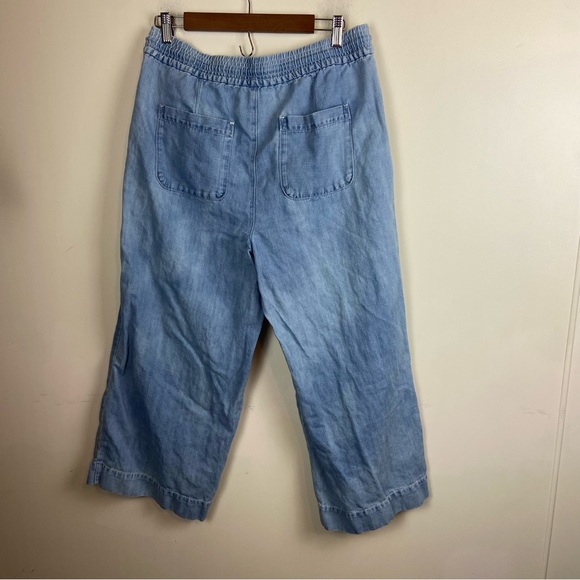 LOFT Women’s Linen Cotton Blend Wide Leg Coastal Cropped Pants Capris Size Large - Picture 5 of 10